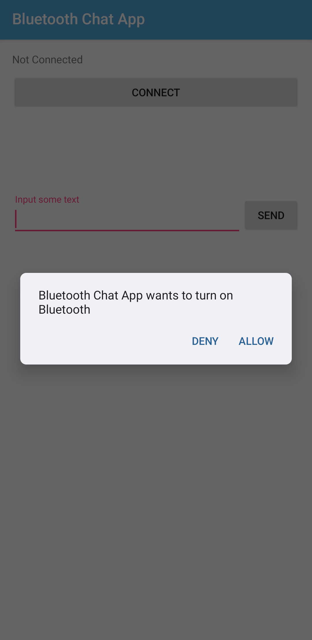 Bluetooth chatting app interface